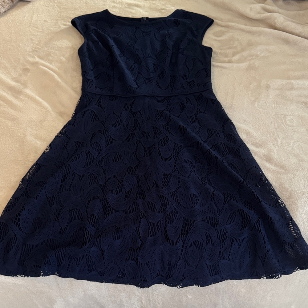 Elegant Navy Lace Dress